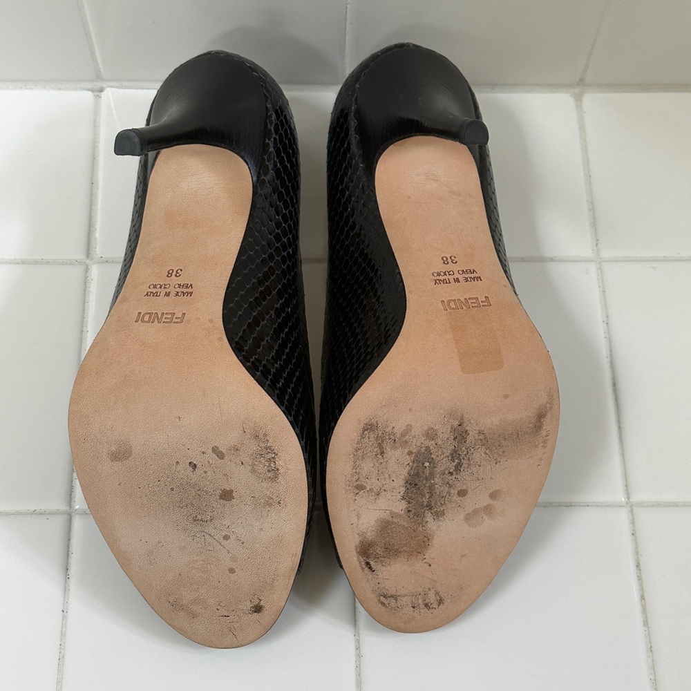 Fendi Black Peep-Toe Women's Shoes - Picture 6 of 6